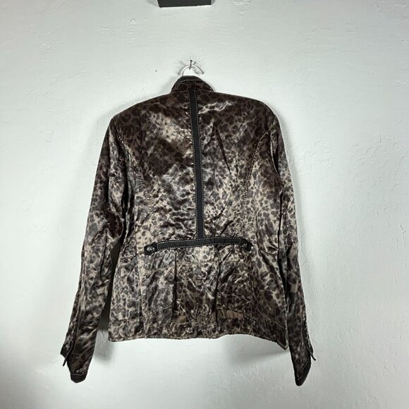 RoFa Moden Women's Metallic Leopard Print Jacket Size 16 Zip-Up Utility Style - Picture 2 of 7